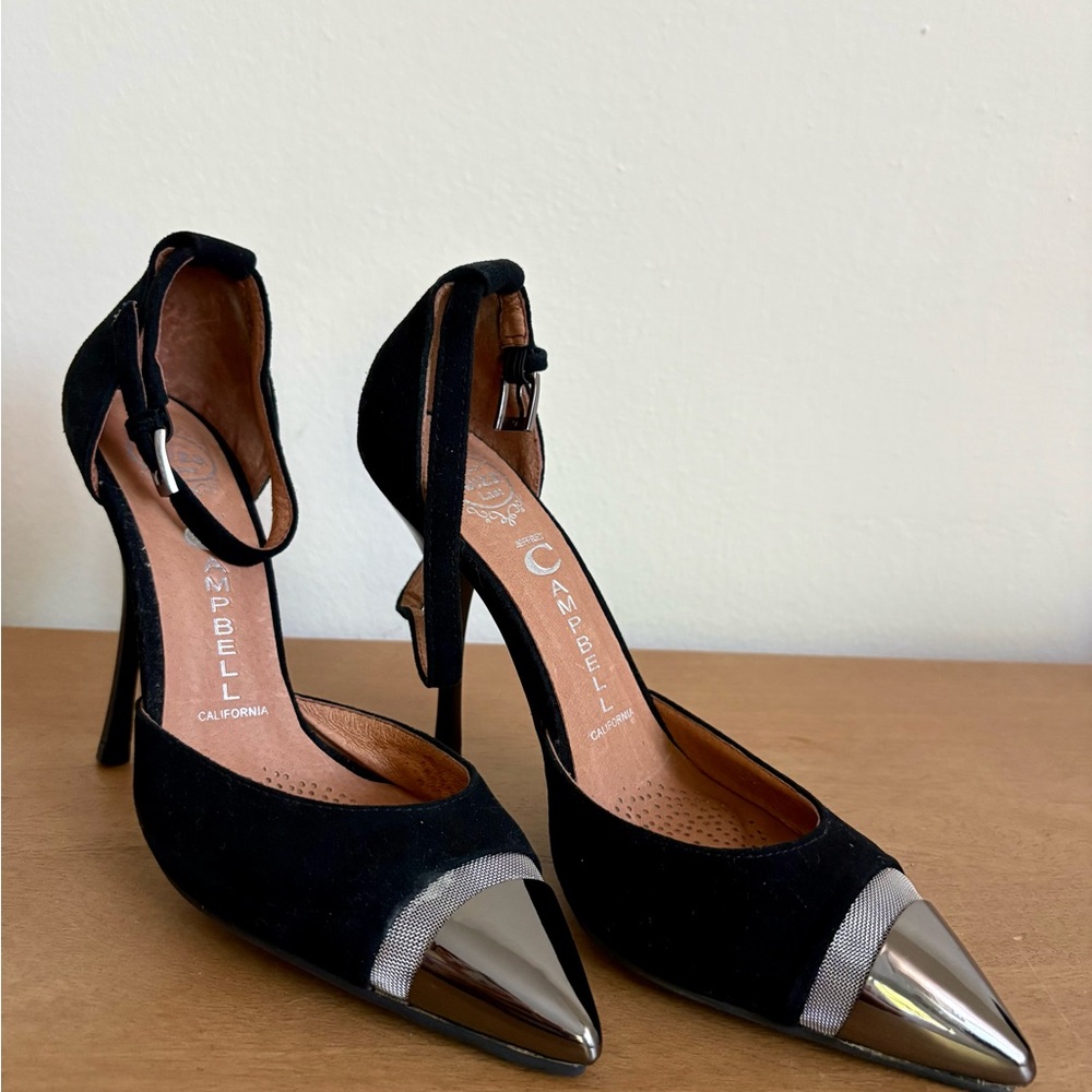 Jeffrey Campbell Black Heels with Silver Tips